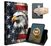 Case for iPad 9.7 Inch iPad 6th/5th Generation 2018 2017 Slim PU Leather 360 Degree Rotating Multiple Viewing Angles Stand Cover with Hand Strap Auto Wake/Sleep Magnetic Clasp,USA American Flag Eagle