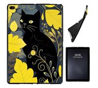 Case for iPad 9.7 Inch iPad 6th/5th Generation, iPad Air 2/Air 1,Soft Shockproof TPU Silicone Protective Back Shell Case for iPad 9.7 2018 2017 Model iPad Air 2 Air 1,Black cat on Leaf