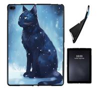 Case for iPad 9.7 Inch iPad 6th/5th Generation, iPad Air 2/Air 1,Soft Shockproof TPU Silicone Protective Back Shell Case for iPad 9.7 2018 2017 Model iPad Air 2 Air 1,Black cat on Snow