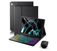 Case for iPad 9/8/7 Generation 10.2 Inch (9th/2021 8th/2020 7th/2019)/iPad Air 3/iPad Pro 10.5 Inch Case with Wireless Bluetooth Illuminated Coloured German Keyboard (QWERTZ) and Mouse, Backlit