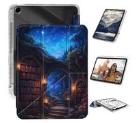 Case for iPad 9th/8th/7th Gen 10.2 Inch 2021/2020/2019, Built in Pencil Holder, Slim Trifold Stand Auto Wake/Sleep Cover, Clear Back Cover + Durable PU Leather Anti-Drop Case, Magical Library