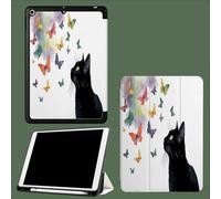 Case for iPad 9th/8th/7th Gen 10.2 inch 2021/2020/2019, Smart Case Ultra Slim Lightweight Magnetic Cover with Auto Wake/Sleep for iPad 9/for iPad 8/for iPad 7,Black Cat Butterfly