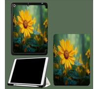 Case for iPad 9th/8th/7th Gen 10.2 inch 2021/2020/2019, Smart Case Ultra Slim Lightweight Magnetic Cover with Auto Wake/Sleep for iPad 9/for iPad 8/for iPad 7,Yellow Floral Raindrops