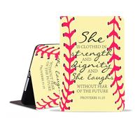 Case for iPad 9th/8th/7th Gen (2021/2020/2019) 10.2 Inch,Slim Lightweight PU Leather Stand Cover with Auto Wake/Sleep for iPad Air (3rd Gen) 10.5 Inch 2019,Softball Surface Bible Verse Proverbs 31:25