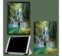 Case for iPad 9th/8th/7th Gen with Pencil Holder, Slim Stand Smart Case with Soft TPU Back Cover, Auto Sleep/Wake for iPad 10.2 Inch 2021/2020/2019 Nature Waterfall Forest-Green