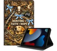 Case for iPad 9th/8th/7th Generation 10.2-Inch (2021/2020/2019 Release), Slim PU Leather Folio Cover with Auto Wake/Sleep, Multi-Angle Stand Cover, Hunting Faith Hope Dog