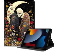 Case for iPad 9th/8th/7th Generation 10.2-Inch (2021/2020/2019 Release), Slim PU Leather Folio Cover with Auto Wake/Sleep, Multi-Angle Stand Cover, Skeletons Kissing Under Moon