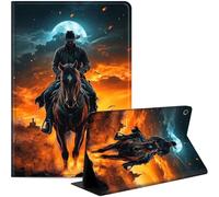 Case for iPad 9th/8th/7th Generation 10.2-Inch (2021/2020/2019 Release), Slim PU Leather Stand Cover with Auto Wake/Sleep, Multi-Angle Viewing & Shockproof, Man Riding Horse