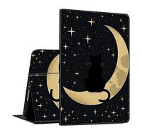 Case for iPad 9th / 8th / 7th Generation 10.2 inch (2021/2020/2019 Released) PU Leather Slim Folio Lightweight Multi-Angle Smart Cover with Auto Wake/Sleep for 10.2 iPad,Cat Moon Stars