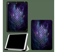 Case for iPad 9th 8th 7th Generation 10.2 Inch Case (2021/2020/2019 Model,iPad 9/8/7),Flexible TPU Back Cover,with Pencil Holder,Auto Wake/Sleep Dream Starry Sky Nebula Abstract Flowers-Purple