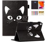 Case for iPad 9th 8th 7th Generation 10.2" Tablet 2021/2020/2019 - Dteck Slim Folio Stand Premium PU Leather Case Shockproof Smart Protective Cover with Auto Wake/Sleep & Pencil Holder, Black Cat