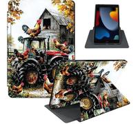 Case for iPad 9th / 8th / 7th Generation (2021/2020/2019) 10.2 Inch, 360° Rotating PU Leather Stand Cover with Auto Sleep/Wake, Shockproof TPU Backl, Farm Tractor