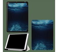 Case for iPad 9th/8th/7th Generation 2021/2020/2019 10.2 Inch with Pencil Holder, Soft TPU Back & Tri-fold Stand Protective, Auto Wake/Sleep Undersea Space Nature Ocean-Dark Blue