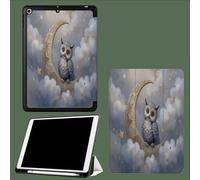 Case for iPad 9th/8th/7th Generation 2021/2020/2019 10.2 Inch with Pencil Holder, Soft TPU Back & Tri-fold Stand Protective, Auto Wake/Sleep Dream Owl Fairy Tales Animals-Grey