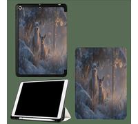 Case for iPad 9th/8th/7th Generation 2021/2020/2019 10.2 Inch with Pencil Holder, Soft TPU Back & Tri-fold Stand Protective, Auto Wake/Sleep Herds Of Deer Forest Tranquility Woods-Light Gray