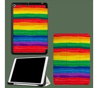 Case for iPad 9th/8th/7th Generation 2021/2020/2019 10.2 Inch with Pencil Holder,Soft TPU Back & Tri-fold Stand Protective,Auto Wake/Sleep Rainbow Stripes Abstract Lines-Multicolor