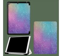Case for iPad 9th/8th/7th Generation 2021/2020/2019 10.2 Inch with Pencil Holder, Soft TPU Back & Tri-fold Stand Protective, Auto Wake/Sleep Rainbow Glitter Gradient Tones-Purple