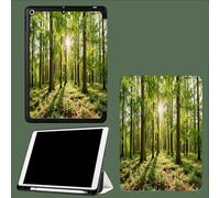 Case for iPad 9th/8th/7th Generation 2021/2020/2019 10.2 Inch with Pencil Holder,Soft TPU Back & Tri-fold Stand Protective,Auto Wake/Sleep Nature Forest Grass Leaves-Green