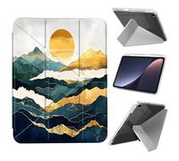 Case for iPad 9th/8th/7th Generation,iPad 10.2 Case 2021 2020 2019/iPad Air 3rd Gen/Pro 10.5 inch case with Pencil Holder, Lightweight Y-Shaped Stand Cover Auto Wake/Sleep,Golden Mountain Sun