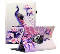 Case for iPad 9th Generation(2021)/ 2020 iPad 8th Generation/ 2019 iPad 7th Generation for 10.2 Inch iPad Case Covers, 360 Degree Rotating Protective iPad Case with Sleep Function (Peacock)