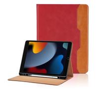 Case for iPad 9th Generation/iPad 8th Generation/iPad 7th Generation iPad Case 10.2 inch PU Leather Smart Cover with Pocket & Pencil Holder, Auto Wake/Sleep Function - Red