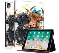 Case for iPad (A16) 11-Inch 2025 & iPad 10th Gen 10.9-Inch 2022, Slim Multi-Angle Stand Folio Cover with Auto Wake/Sleep, Shockproof PU Leather Lightweight Protective Case, Cute Highland Cows