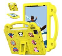 Case for iPad (A16)11th/ 10th 11 inch (2025 2022), iPad Air 5th 4th Generation (2020/2021) Kids Friendly, Handle with Stand, Cute DIY Cartoon, EVA Foam Lightweight Shockproof Tablet Cover, Yellow