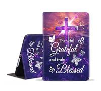 Case for iPad (A16) 11th Gen 11 Inch 2025/iPad 10th Gen 10.9 Inch 2022,Slim PU Leather Cover,Adjustable Stand with Auto Wake/Sleep Case,Cross Inspirational Quote Thankful Grateful and Truly Blessed