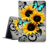 Case for iPad (A16) 11th Generation 11 Inch 2025/10th Generation 10.9 Inch 2022 PU Leather Smart Protective Cover with Auto Sleep/Wake for iPad 11/10 Gen,Sunflowers Blue Butterflies