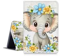Case for iPad (A16) 11th Generation 11 Inch 2025/10th Generation 10.9 Inch 2022 PU Leather Smart Protective Cover with Auto Sleep/Wake for iPad 11/10 Gen,Flower Elephant