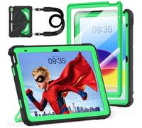 Case for iPad A16 11th Generation 11 Inch 2025, Auorld for iPad 10th Generation 10.9 inch 2022 case Kids Boys with Screen Protector Foldable Stand Shoulder Strap Pencil Holder Shockproof, Black Green