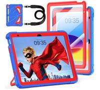 Case for iPad A16 11th Generation 11 Inch 2025, Auorld for iPad 10th Generation 10.9 inch 2022 case Kids Boys with Screen Protector Foldable Stand Shoulder Strap Pencil Holder Shockproof, Blue red