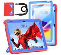 Case for iPad A16 11th Generation 11 Inch 2025, Auorld for iPad 10th Generation 10.9 inch 2022 case Kids Boys with Screen Protector Foldable Stand Shoulder Strap Pencil Holder Shockproof, Red Blue