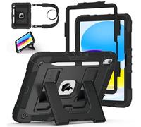 Case for iPad (A16) 11th Generation 11 Inch (2025), Auorld for iPad 10th Generation 10.9 inch 2022 case Military Grade Shockproof Cases with Kickstand Pencil Holder Shoulder Strap, Black