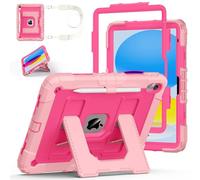 Case for iPad (A16) 11th Generation 11 Inch (2025), Auorld for iPad 10th Generation 10.9 inch 2022 case Military Grade Shockproof Cases with Kickstand Pencil Holder Shoulder Strap, Pink Rose