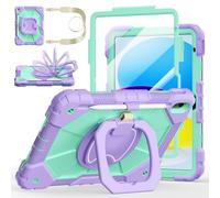 Case for iPad A16 11th Generation 11 Inch 2025, Auorld for iPad 10th Generation 10.9 inch 2022 case with Screen Protector, 360 Degree Rotating Stand Shoulder Strap Pencil Holder,Purple Mint