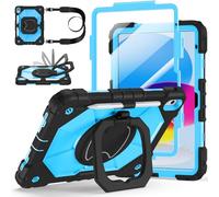 Case for iPad (A16) 11th Generation 11 Inch (2025), Auorld for iPad 10th Generation 10.9 inch 2022 case with Screen Protector, 360 Degree Rotating Stand Shoulder Strap Pencil Holder, Black Blue