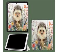 Case for iPad (A16) 11th Generation 11 Inch (2025), for iPad 10th Generation 10.9 Inch (2022) - Ultra Slim Stand Cover Built-in Pencil Holder, Auto Wake Sleep, Hedgehog Wildflowers
