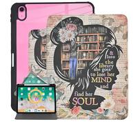 Case for iPad (A16) 11th Generation 11 Inch (2025), iPad 10th Generation 10.9 Inch (2022), Book Lovers Gifts Folio PU Leather 360 Rotating Stand TPU Cover with Pencil Holder, Auto Wake/Sleep
