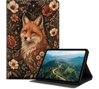 Case for iPad (A16) 11th Generation 11-inch 2025, iPad 10th Generation 10.9-inch 2022, Slim PU Leather Folio Cover with Auto Wake/Sleep, Multi-Angle Stand Cover, Fox in Floral Frame