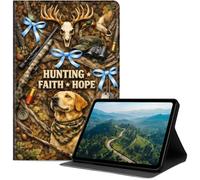 Case for iPad (A16) 11th Generation 11-inch 2025, iPad 10th Generation 10.9-inch 2022, Slim PU Leather Folio Cover with Auto Wake/Sleep, Multi-Angle Stand Cover, Hunting Faith Hope Dog