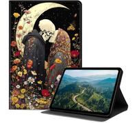 Case for iPad (A16) 11th Generation 11-inch 2025, iPad 10th Generation 10.9-inch 2022, Slim PU Leather Folio Cover with Auto Wake/Sleep, Multi-Angle Stand Cover, Skeletons Kissing Under Moon