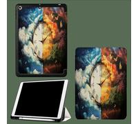 Case for iPad (A16) 11th Generation 11 Inch 2025,Slim Tri-fold Stand Cover with Pencil Holder,Multi-Angle Viewing Auto Wake/Sleep Tablet Cover Cartoon Clock Day Night-Blue