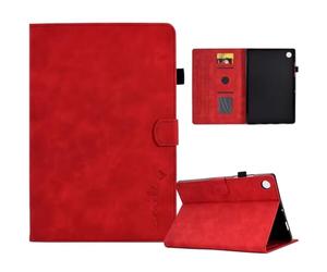 Case for iPad Air 11 inch 2024 M2, Premium PU Leather Embossed Smile Love Stand Support, Card Slots Shockproof Flip Smart Cover for iPad Air 11 inch 2024 M2 Tablet, red