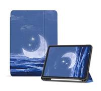 Case for iPad Air 11 Inch Case 2024 / Air 6th 5th 4th Generation 2022/2020 10.9 Inch Cover with Pencil Holder, Support Apple Pencil Charging with Auto Wake/Sleep - The Moon on the Sea