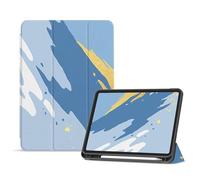 Case for iPad Air 11 Inch Case 2024 / Air 6th 5th 4th Generation 2022/2020 10.9 Inch Cover with Pencil Holder, Support Apple Pencil Charging with Auto Wake/Sleep - Blue and yellow gilded