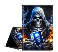 Case for iPad Air 11 Inch M2 2024,iPad Air 4th & 5th & 6th Generation Case 10.9 Inch (2020/2022/2024),PU Leather Folio Cover with Auto Sleep Wake,Multi-Angle Viewin,Poker Skulls Reaper