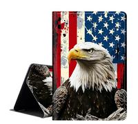 Case for iPad Air 11 Inch M2 2024,iPad Air 4th & 5th & 6th Generation Case 10.9 Inch (2020/2022/2024),PU Leather Folio Cover with Auto Sleep Wake,Multi-Angle Viewin,Eagle American Flag