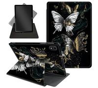 Case for iPad Air 11 Inch M2 2024/iPad Air 5th/4th Generation 10.9 Inch (2022/2020),360 Degree Rotating Stand Protective Cover with Auto Wake/Sleep,for iPad Air 11 Inch,3D Gold and Silver Butterfly