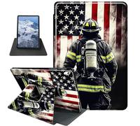 Case for iPad Air 11-Inch M2 (2024)/iPad Air 6th/5th/4th Gen Case (2024/2022/2020) 10.9 Inch Fire-Fighter Theme 360 Degree Rotating Stand Protective Cover with Auto Sleep/Wake